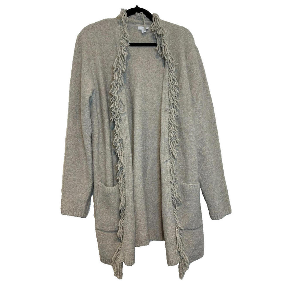 J‎ Jill very oversized S beige cardigan sweater with fringe cotton blend #2094
